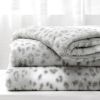 Printed Faux Rabbit Fur Throw; Lightweight Plush Cozy Soft Blanket; 50&quot; x 60&quot;; Grey Leopard (2 Pack Set of 2)
